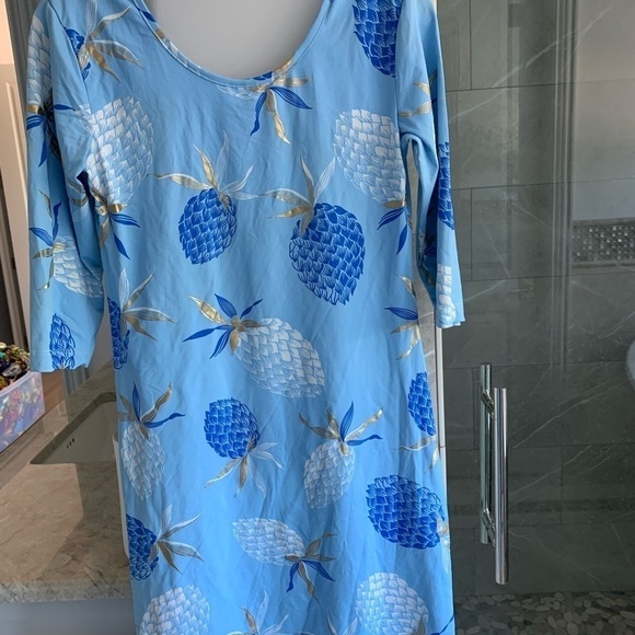 Persifor Kilpatrick Dress- Pineapples Athens Blue - Picture 5 of 7